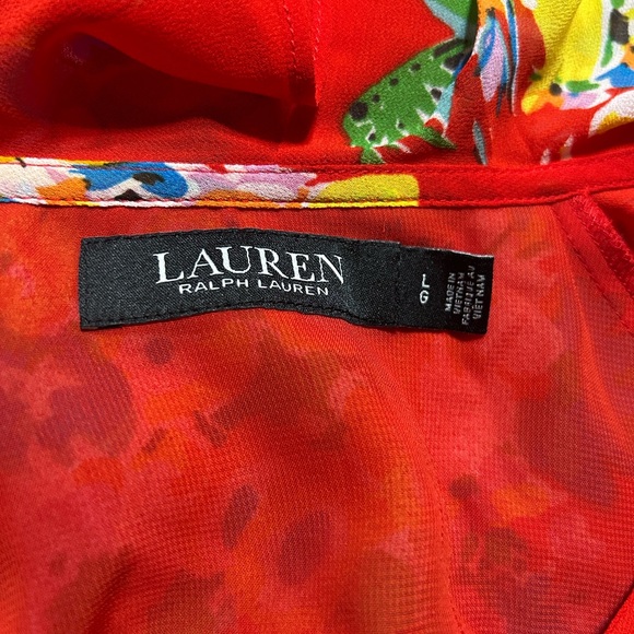 Lauren Ralph Lauren Red Floral Ruffle Blouse - Picture 4 of 4
